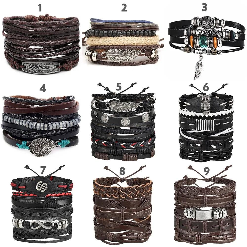 Layered Leather Charm Bracelet