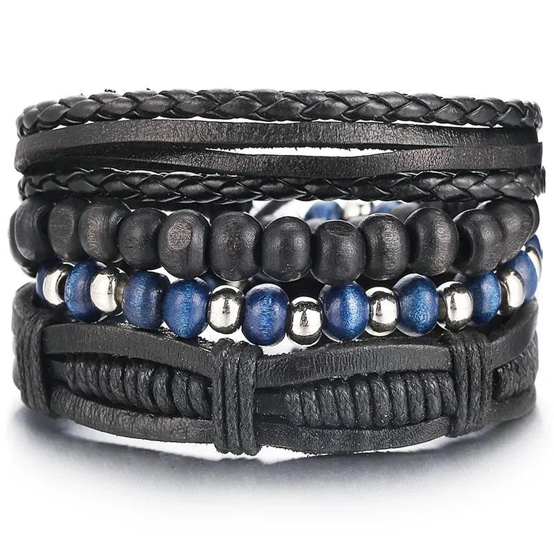 Layered Leather Charm Bracelet