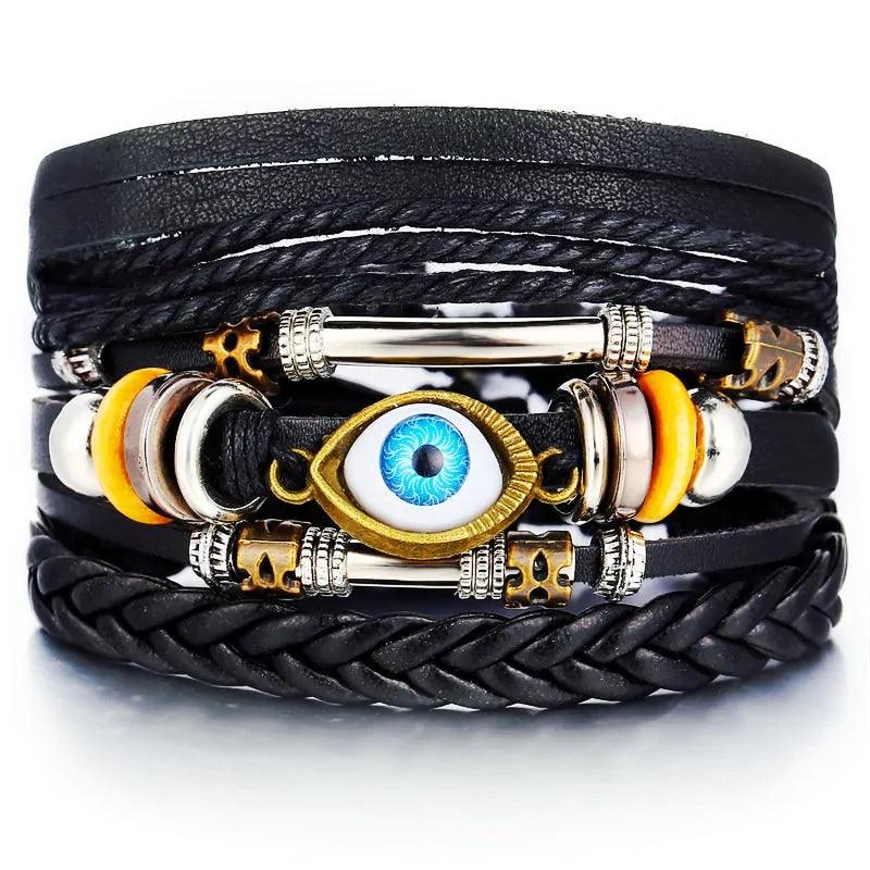 Layered Leather Charm Bracelet