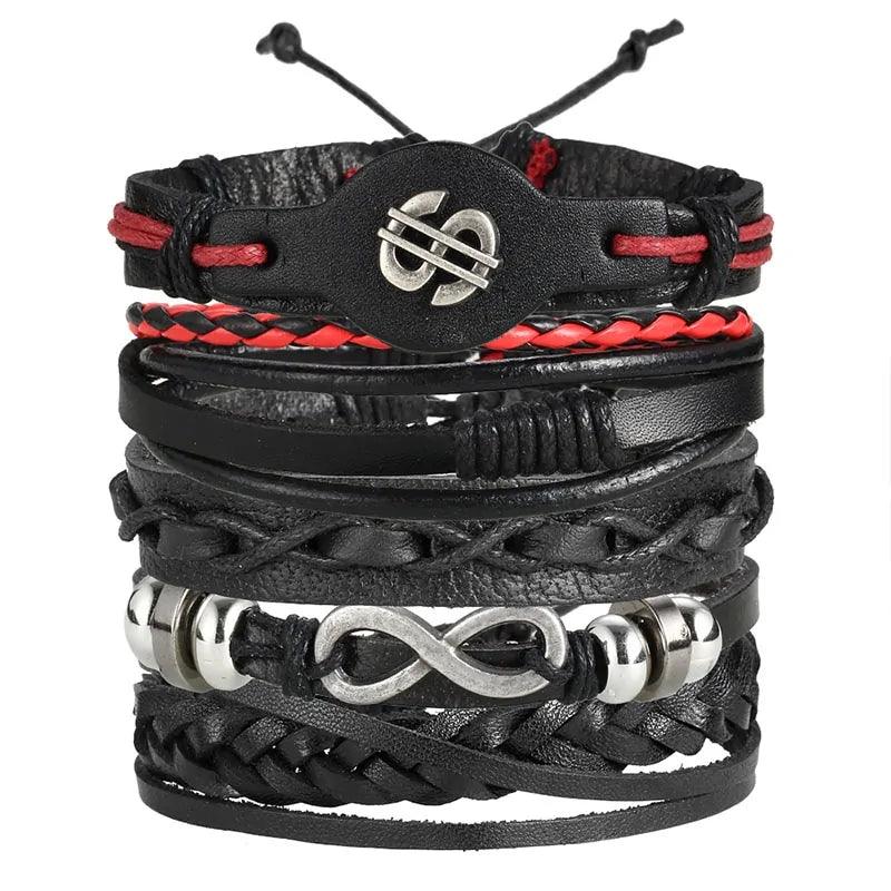 Layered Leather Charm Bracelet
