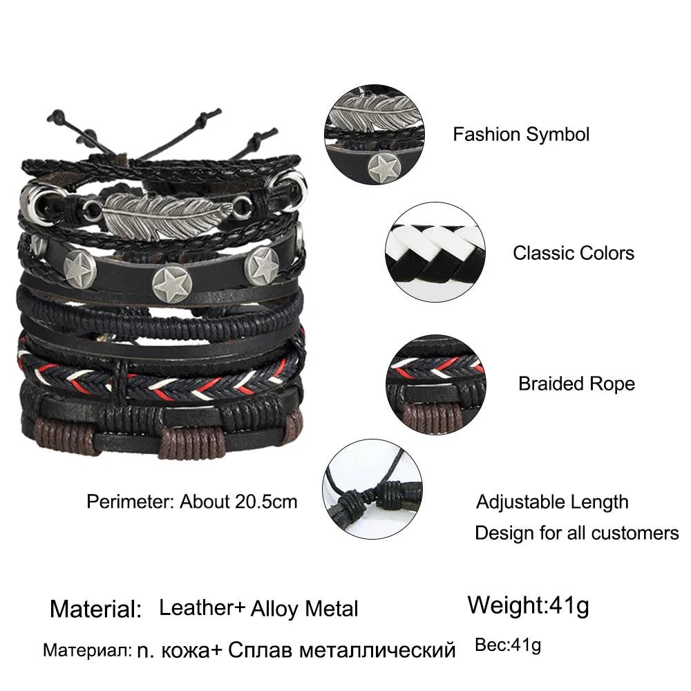 Layered Leather Charm Bracelet