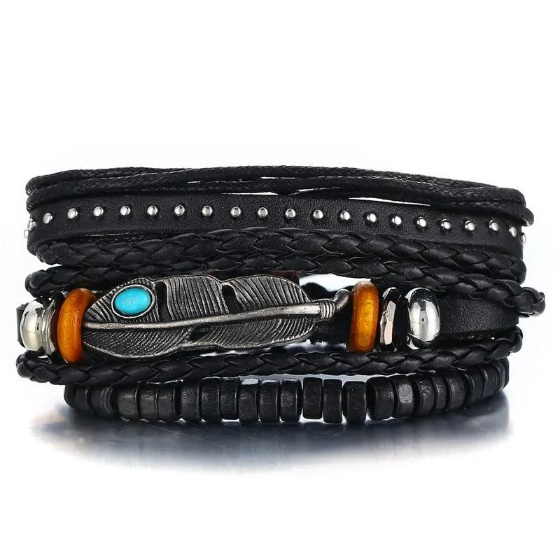 Layered Leather Charm Bracelet