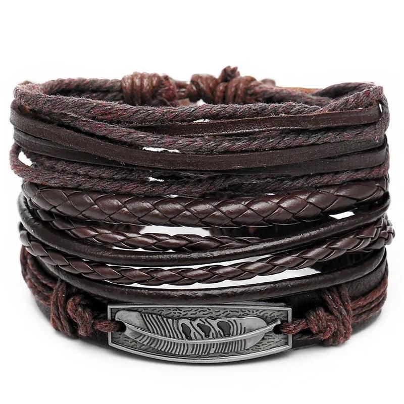 Layered Leather Charm Bracelet