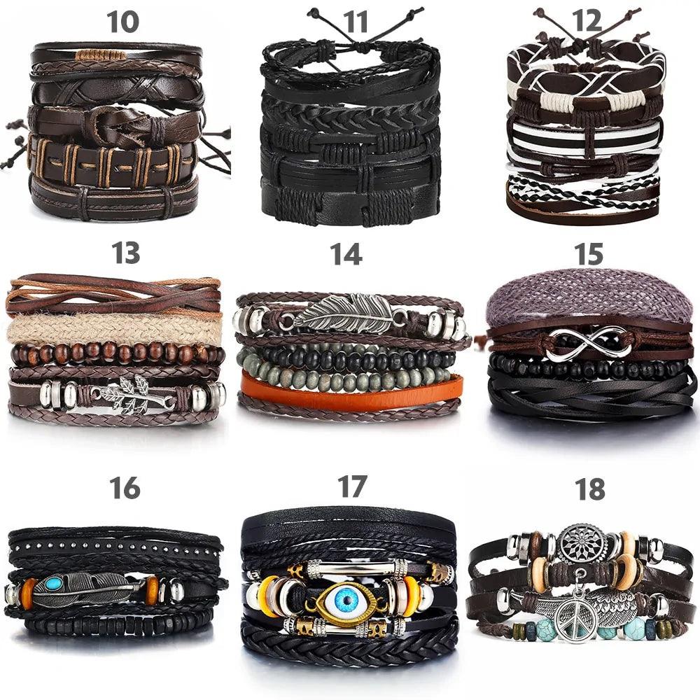 Layered Leather Charm Bracelet