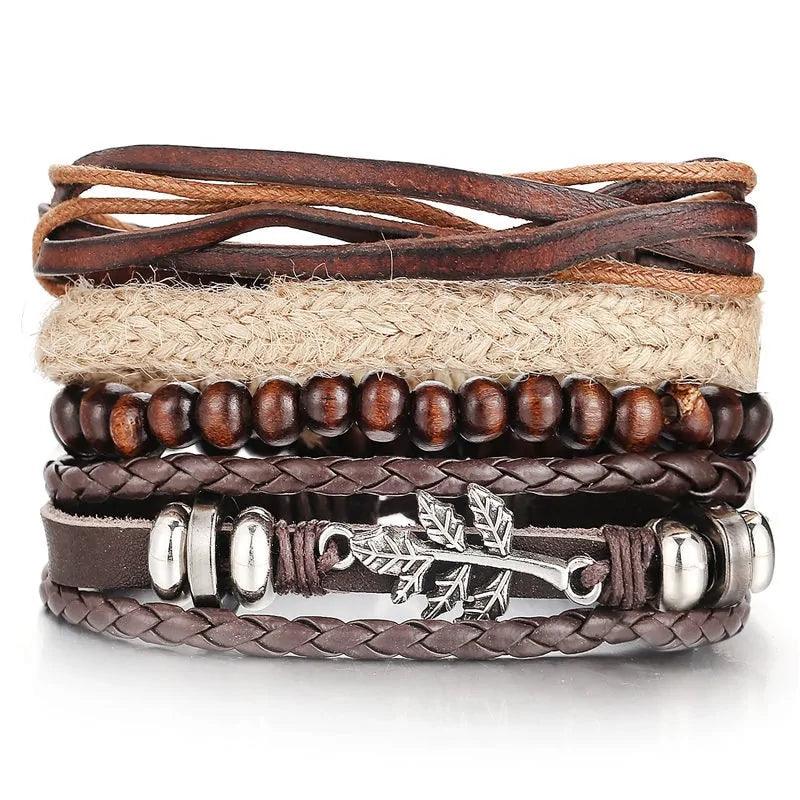 Layered Leather Charm Bracelet