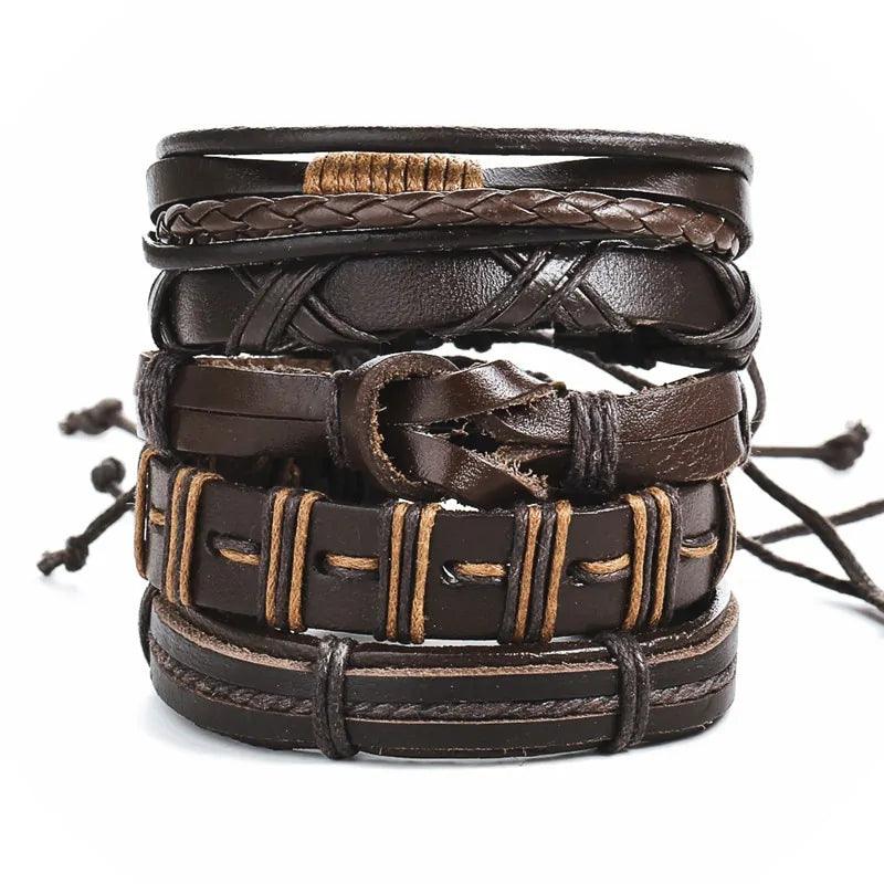 Layered Leather Charm Bracelet