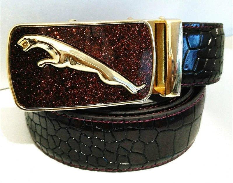 Leopard Sports Car Men's Automatic Buckle Genuine Leather Belt Crocodile Pattern First Layer Cattlehide Leather Fashion Youth Belt Business Belt Men