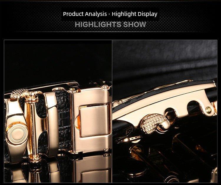 Leopard Sports Car Men's Automatic Buckle Genuine Leather Belt Crocodile Pattern First Layer Cattlehide Leather Fashion Youth Belt Business Belt Men