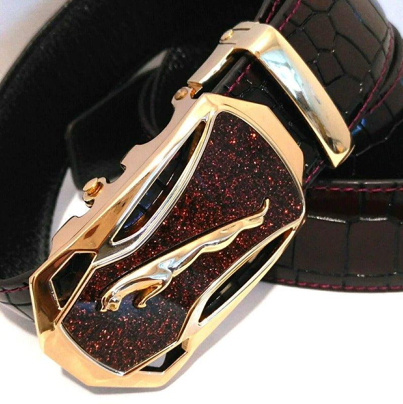Leopard Sports Car Men's Automatic Buckle Genuine Leather Belt Crocodile Pattern First Layer Cattlehide Leather Fashion Youth Belt Business Belt Men