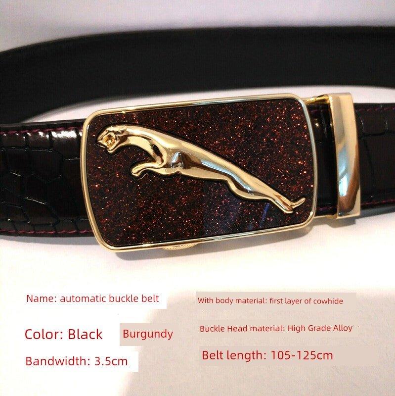 Leopard Sports Car Men's Automatic Buckle Genuine Leather Belt Crocodile Pattern First Layer Cattlehide Leather Fashion Youth Belt Business Belt Men