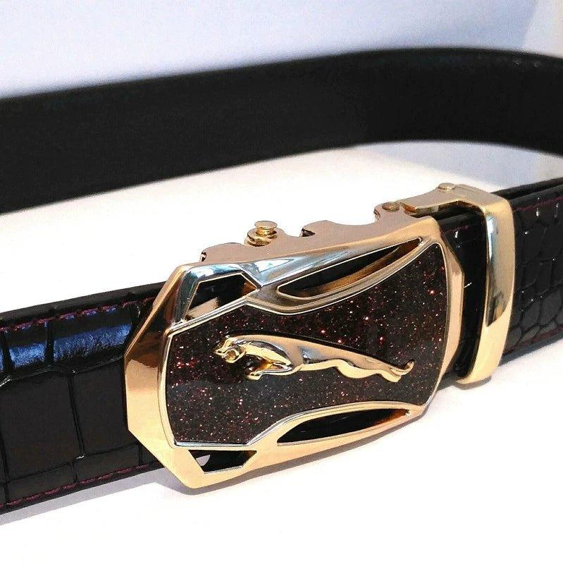 Leopard Sports Car Men's Automatic Buckle Genuine Leather Belt Crocodile Pattern First Layer Cattlehide Leather Fashion Youth Belt Business Belt Men