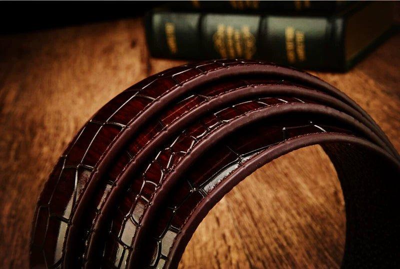 Leopard Sports Car Men's Automatic Buckle Genuine Leather Belt Crocodile Pattern First Layer Cattlehide Leather Fashion Youth Belt Business Belt Men
