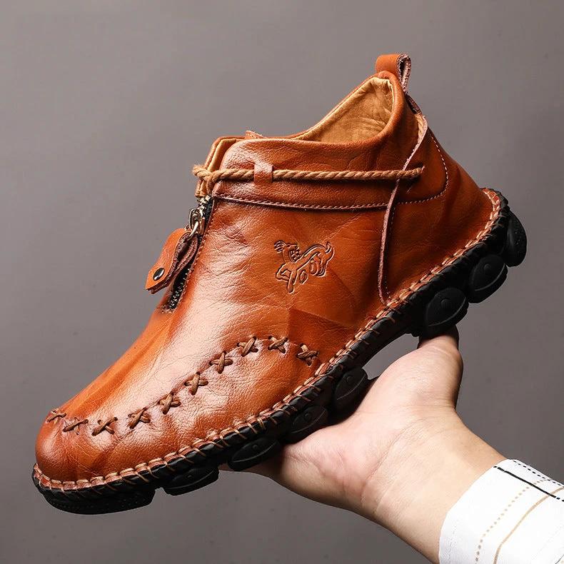 Martin Boots Men'S Leather British Short Boots Hand-Stitched Large Size Men'S Retro Leather Boots