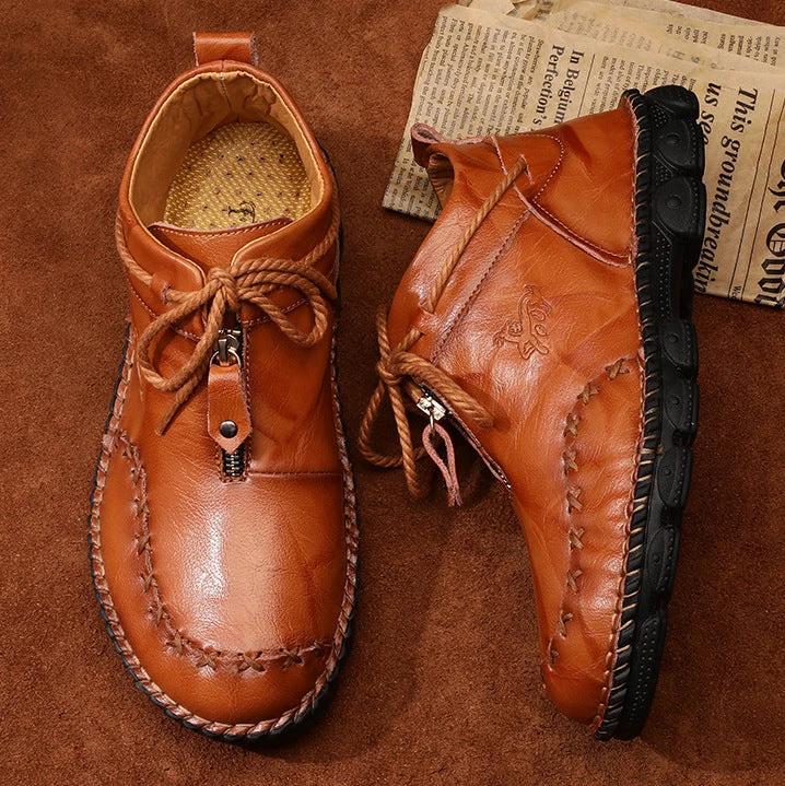 Martin Boots Men'S Leather British Short Boots Hand-Stitched Large Size Men'S Retro Leather Boots