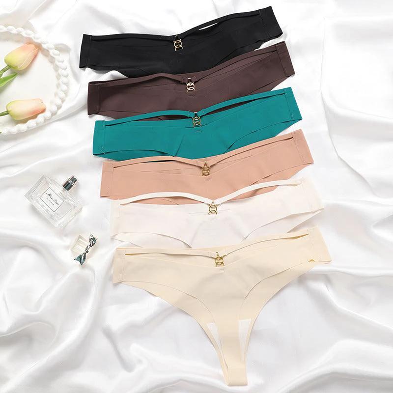 Ice Silk G-String Thong Set for Women | Seamless Low-Waist with Hollow Out T-Back Design | Confidently Sexy Lingerie