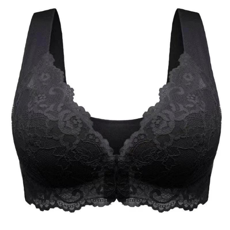LuxeLace Women's Breathable Gathered Lace Underwear - Non-Steel Comfort Fit