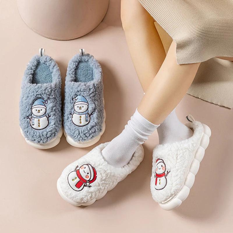 Snowman Slippers - Winter Plush Anti-Slip Couple Home Shoes