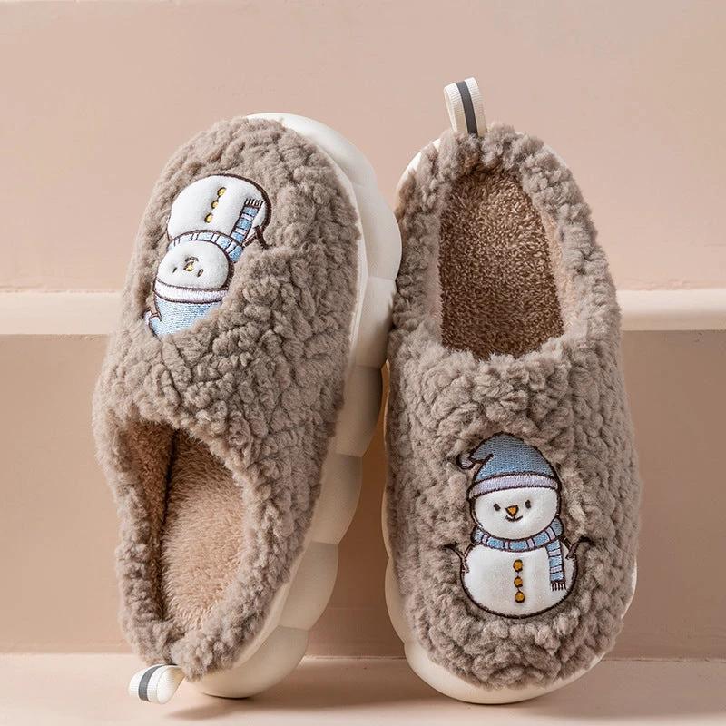 Snowman Slippers - Winter Plush Anti-Slip Couple Home Shoes