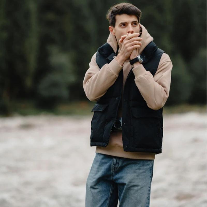 White Duck Down Vest - Ultra-Effective Three-Proof Jacket for Men