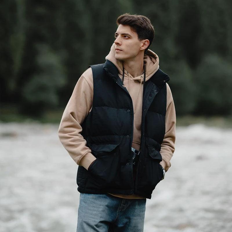 White Duck Down Vest - Ultra-Effective Three-Proof Jacket for Men
