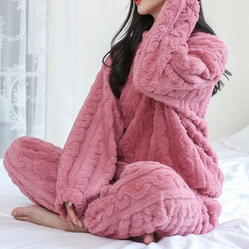 Winter Pajamas Set - Thickened Coral Velvet Warm Homewear