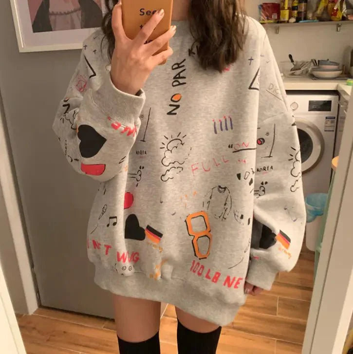 Chic Loose Women's Thick Long Sleeve Sweatshirt Dress