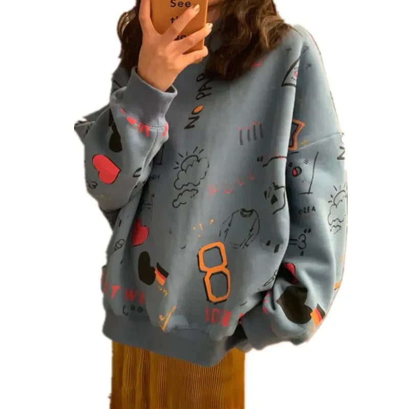 Chic Loose Women's Thick Long Sleeve Sweatshirt Dress