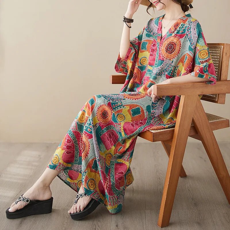 Ethnic Bohemian Beach Dress Women Casual Fashion