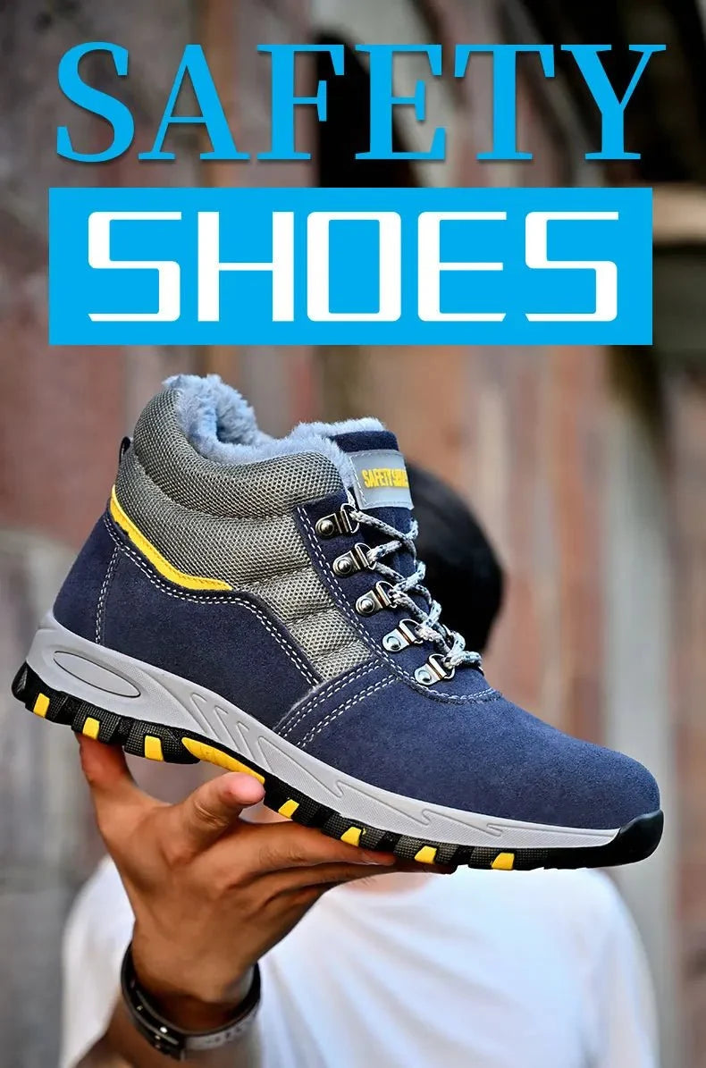 High Quality Winter Boots Men Steel Toe Cap Safety Boots Work Shoes Men Puncture-Proof Work Boots Plush Warm Safety Shoes male
