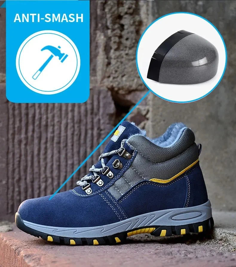 High Quality Winter Boots Men Steel Toe Cap Safety Boots Work Shoes Men Puncture-Proof Work Boots Plush Warm Safety Shoes male