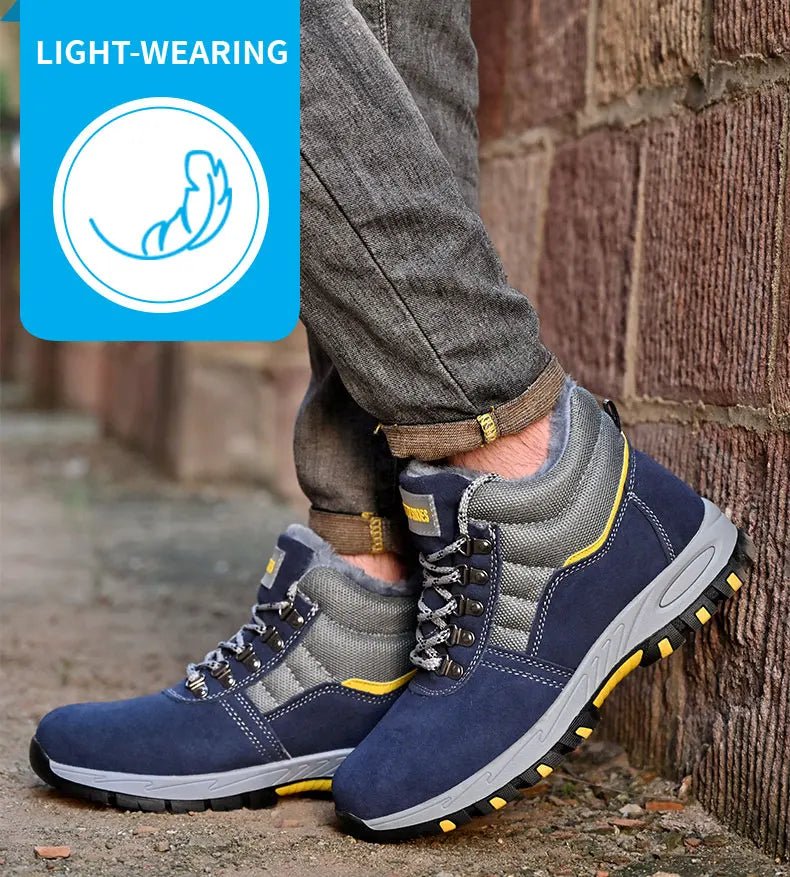 High Quality Winter Boots Men Steel Toe Cap Safety Boots Work Shoes Men Puncture-Proof Work Boots Plush Warm Safety Shoes male