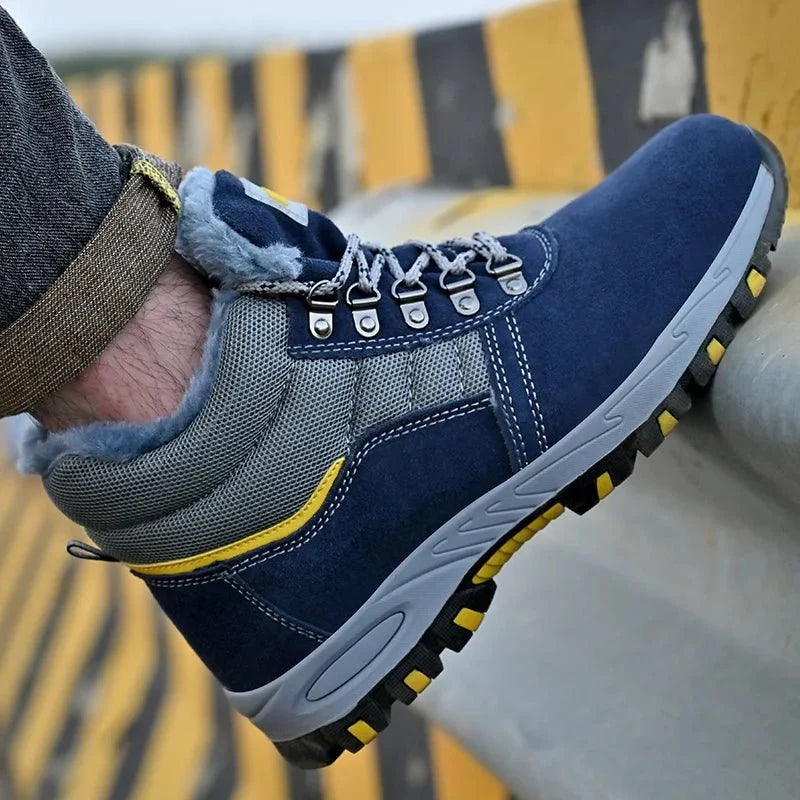 High Quality Winter Boots Men Steel Toe Cap Safety Boots Work Shoes Men Puncture-Proof Work Boots Plush Warm Safety Shoes male