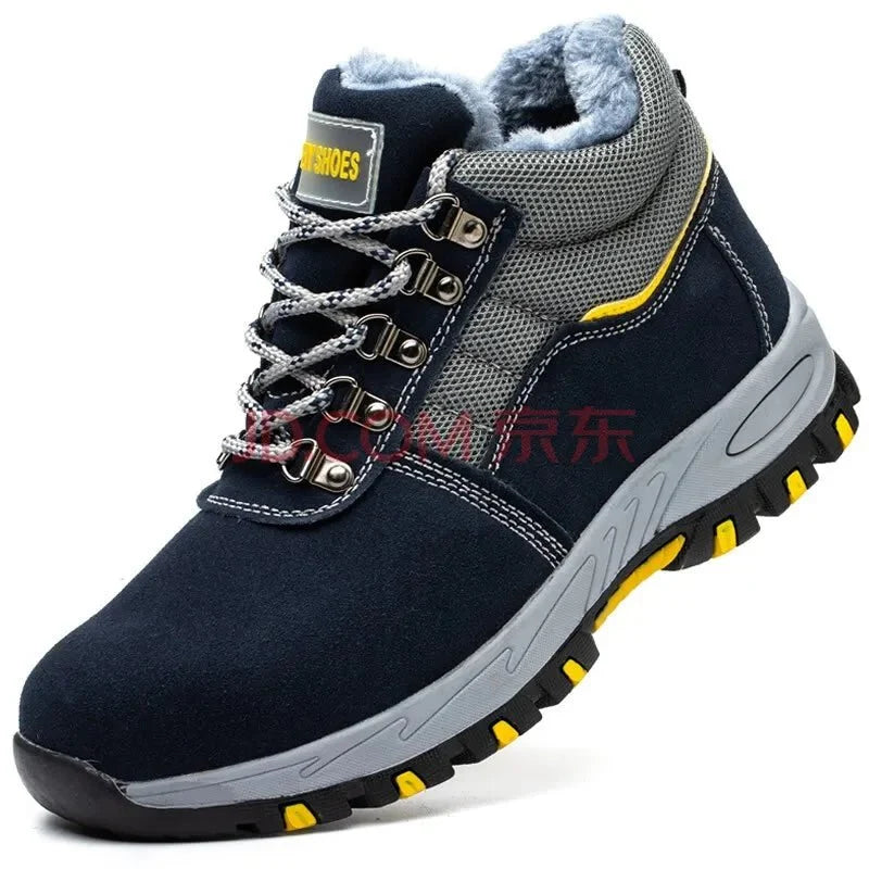 High Quality Winter Boots Men Steel Toe Cap Safety Boots Work Shoes Men Puncture-Proof Work Boots Plush Warm Safety Shoes male