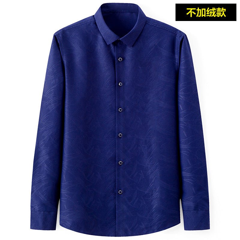 Men's Slim-Fit Business Printed Long-Sleeve Shirt