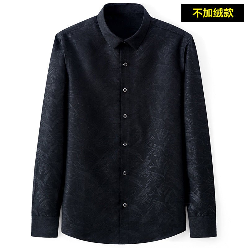 Men's Slim-Fit Business Printed Long-Sleeve Shirt
