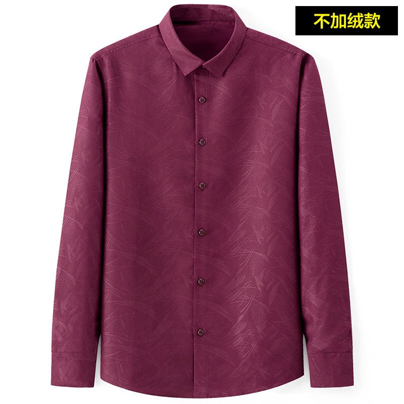 Men's Slim-Fit Business Printed Long-Sleeve Shirt