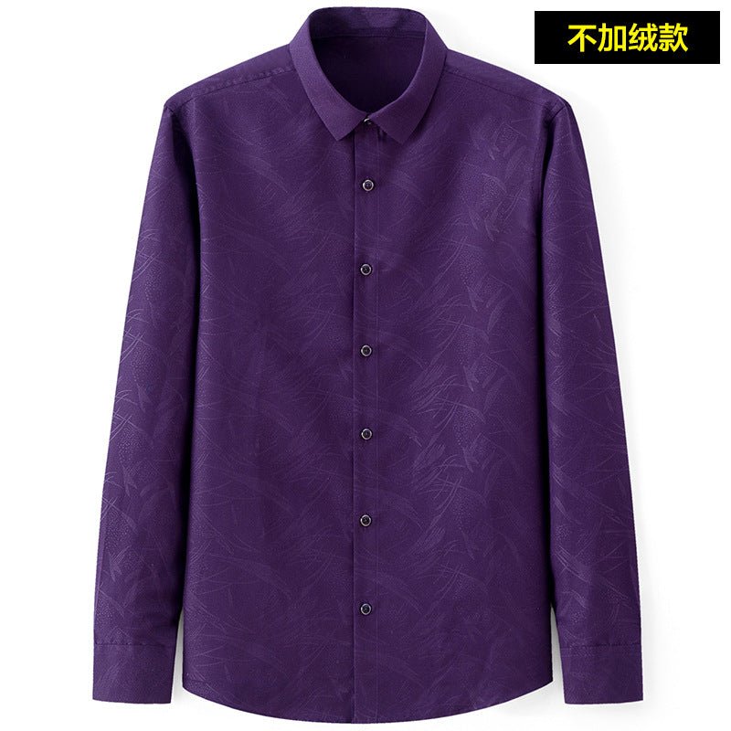 Men's Slim-Fit Business Printed Long-Sleeve Shirt