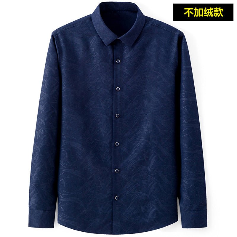 Men's Slim-Fit Business Printed Long-Sleeve Shirt