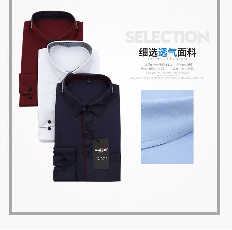 Men's Slim-Fit Business Printed Long-Sleeve Shirt