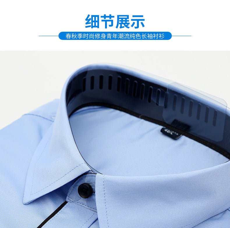 Men's Slim-Fit Business Printed Long-Sleeve Shirt