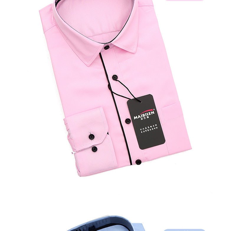 Men's Slim-Fit Business Printed Long-Sleeve Shirt
