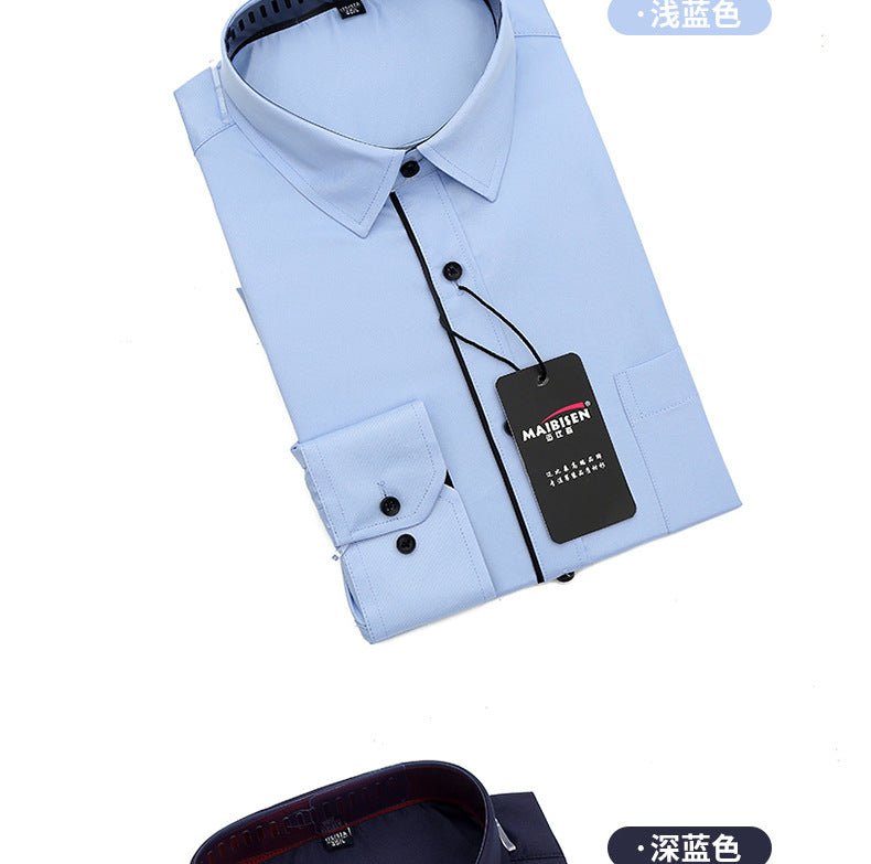 Men's Slim-Fit Business Printed Long-Sleeve Shirt