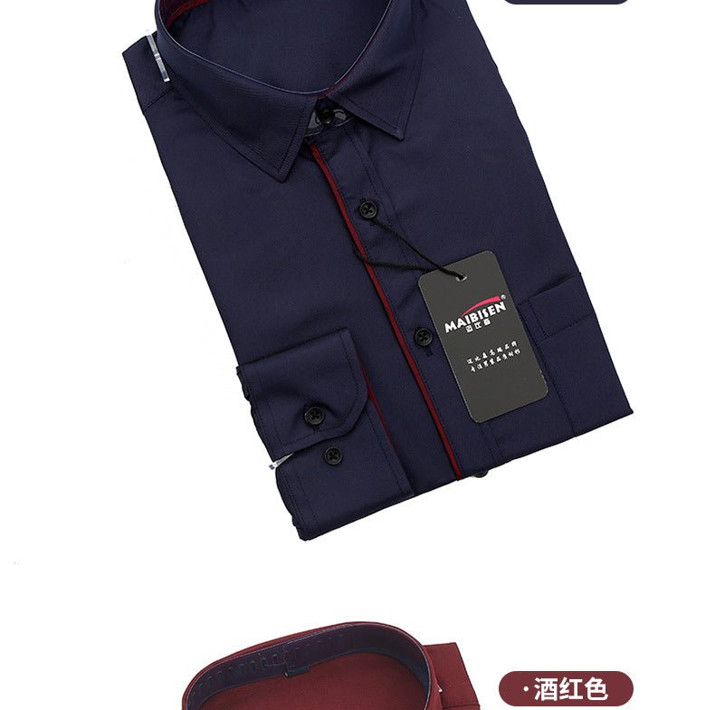 Men's Slim-Fit Business Printed Long-Sleeve Shirt