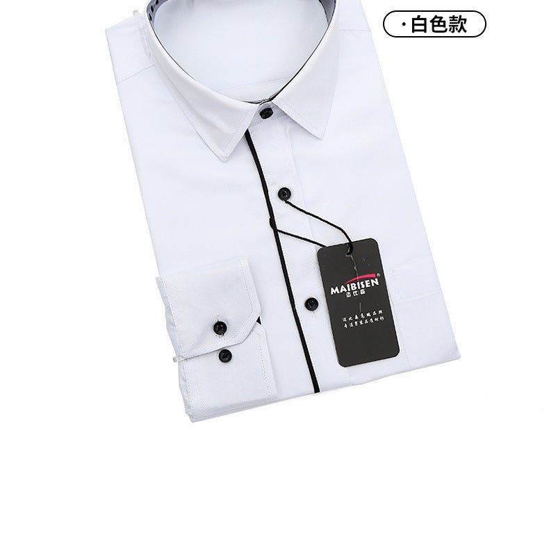 Men's Slim-Fit Business Printed Long-Sleeve Shirt