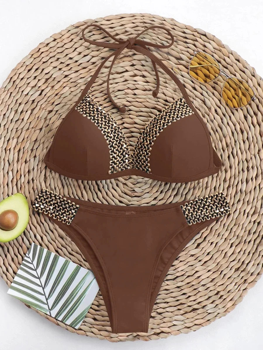 Push up Bikini Women Swimsuit Thong Bikinis Set Brazilian Sexy Halter Swimwear Woman Bathing Suits Swimming for Beach Wear