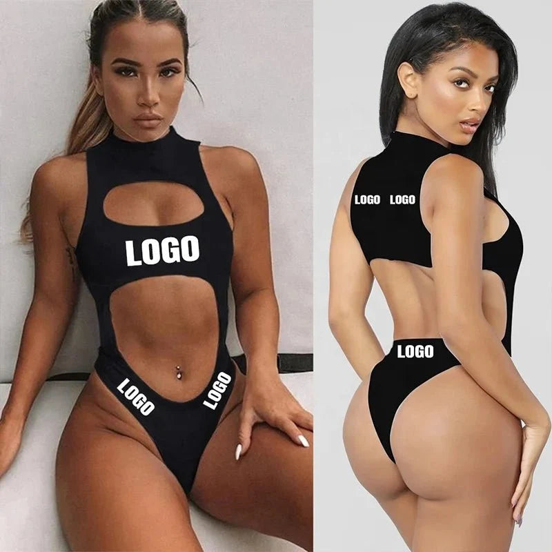 Swimwear One-piece Swimsuit Zipper Neck Monki Swimsuit Front Cutout Sexy Bathing Suit Hollow Out One-Piece Swimwear
