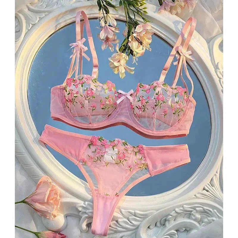 Luxe Lingerie Floral Embroidery 2-Piece Set - Beautiful, Confident, and Alluring Women's Lingerie