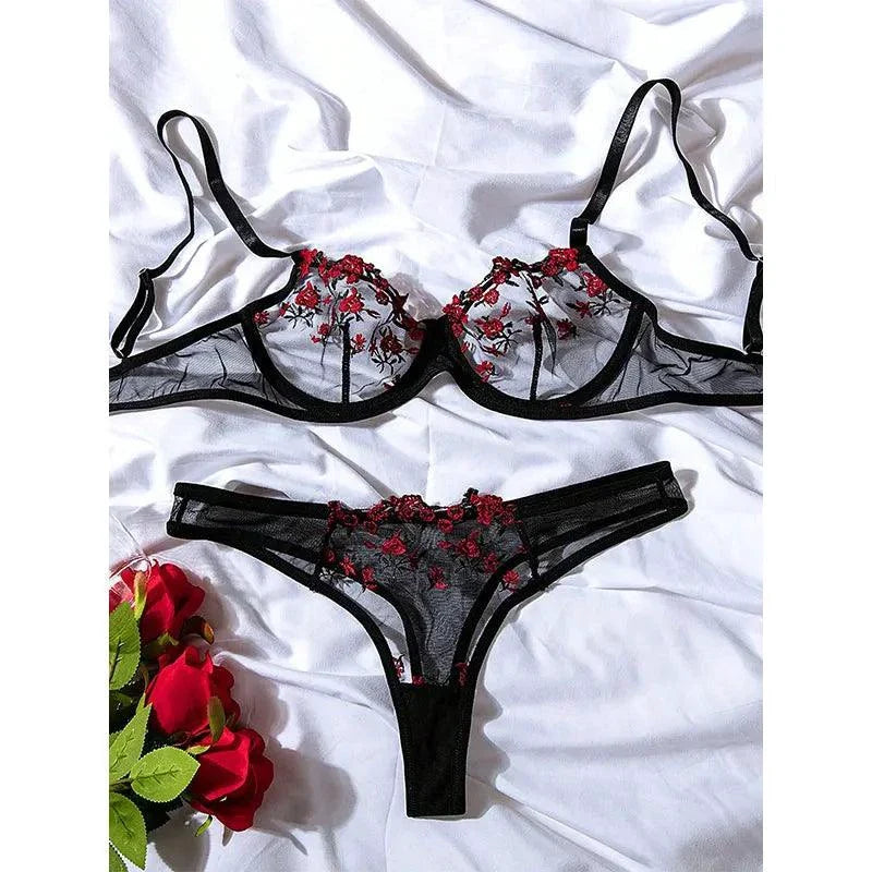 Luxe Lingerie Floral Embroidery 2-Piece Set - Beautiful, Confident, and Alluring Women's Lingerie
