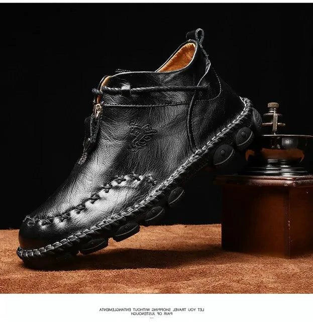 MANDOTOS Cowhide Leather Mens Boots Cushioned Insole Rugged Sole All Day Comfort Durable Construction