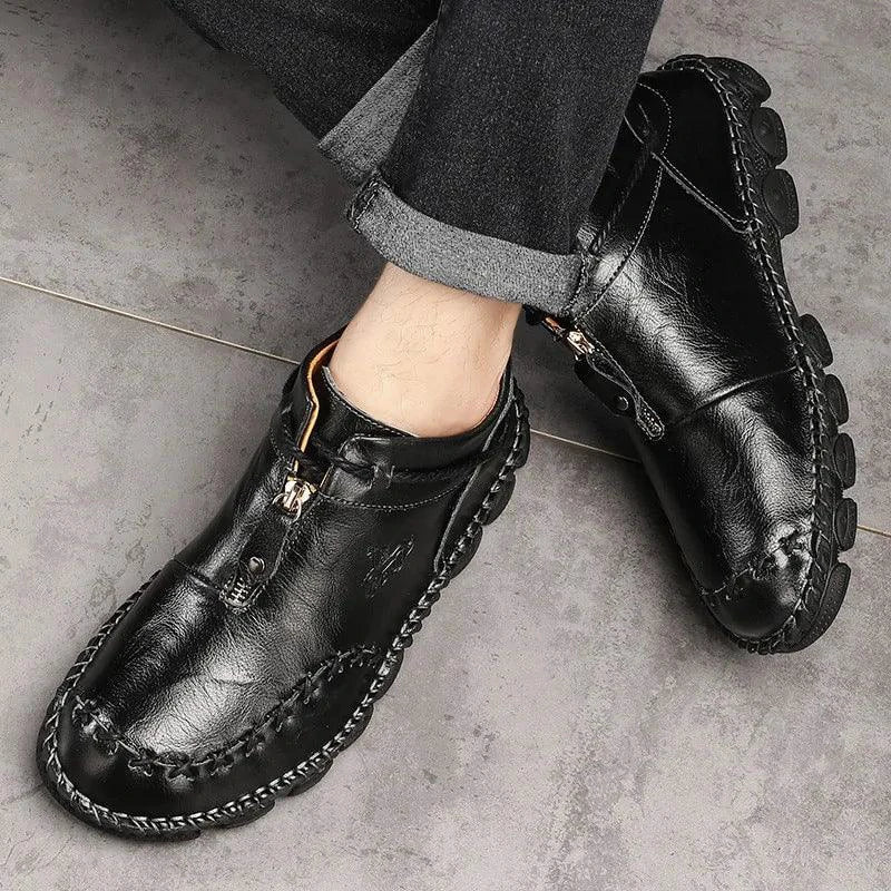 MANDOTOS Cowhide Leather Mens Boots Cushioned Insole Rugged Sole All Day Comfort Durable Construction